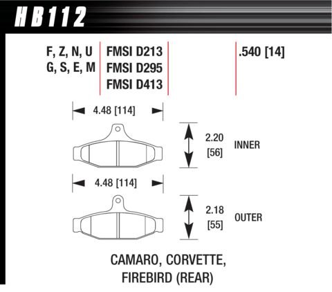HB112U_540 Hawk Brake Pad - DTC-70 (14 mm)